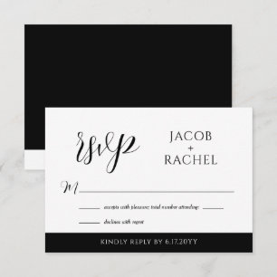Correspondance Carte RSVP de mariage noir & blanc moderne Script