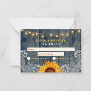 Correspondance Carte RSVP de mariage rustique de tournesol et den