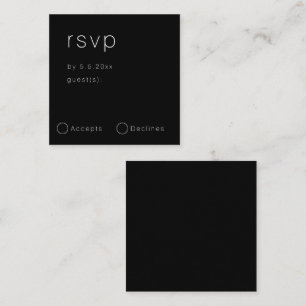 Correspondance Carte RSVP de mariage simple Carré noir budget