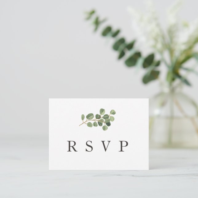 Correspondance Carte RSVP de réponse du Mariage Budget Greenery (Debout devant)