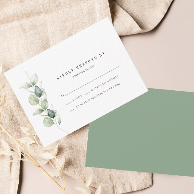 Correspondance Carte RSVP Eucalyptus de mariage Succulent (Eucalyptus Greenery Wedding RSVP Response Card)