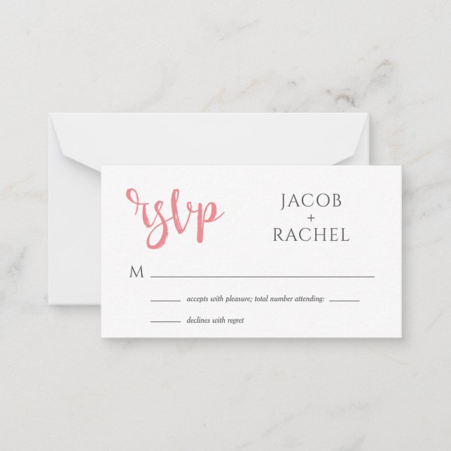 Correspondance Carte RSVP générique de mariage de script de corai (Devant)