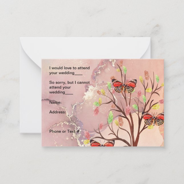 Correspondance Carte RSVP pour la conception de l'arbre et du pap (Devant)