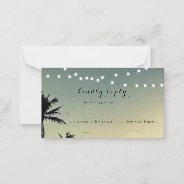 Correspondance Carte RSVP Réponse du Mariage à la chaîne de plage (Devant)