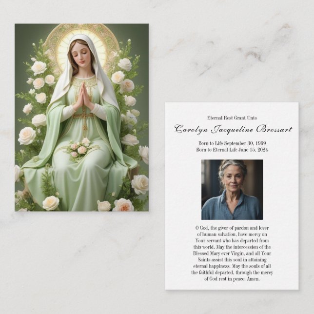 Correspondance Carte Sainte de prière funéraire catholique (Devant / Derrière)