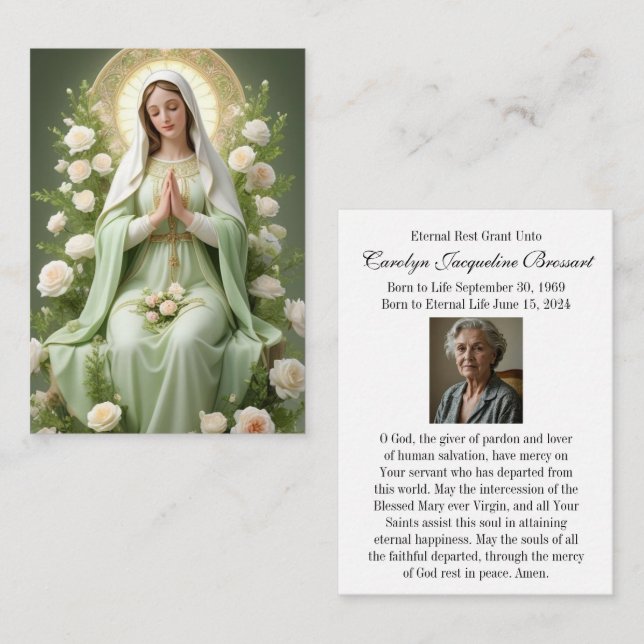 Correspondance Carte Sainte de prière mémorielle funéraire cathol (Devant / Derrière)