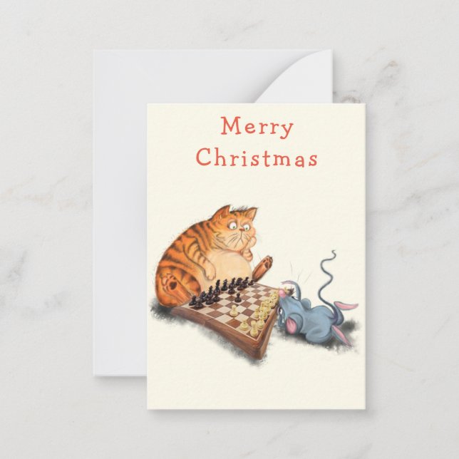 Correspondance Chat et souris Jouer aux échecs amusant carte de N (Devant)