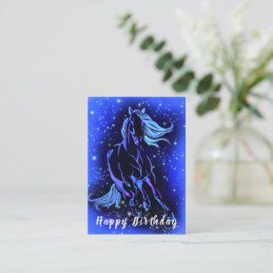 Correspondance Cheval de course Carte d'anniversaire bleu étoile
