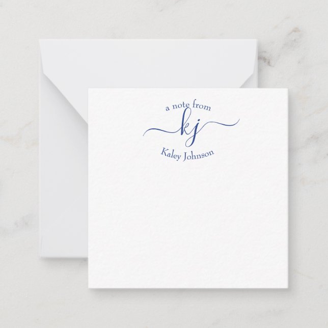 Correspondance Chic Girl Navy Blanc 2 Monogrammes Nom Carte de no (Devant)