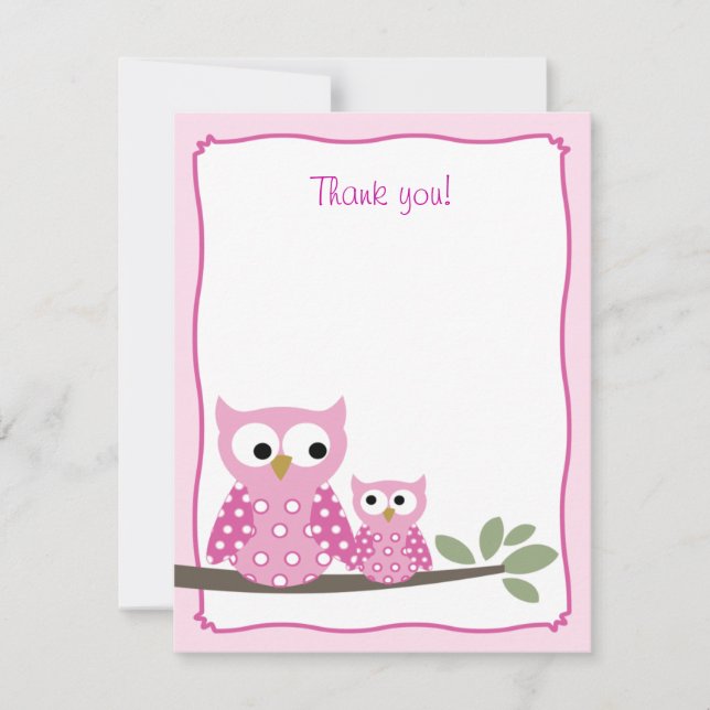 Correspondance Chouettes de Hoot Rose Flat Merci carte de note (Devant)