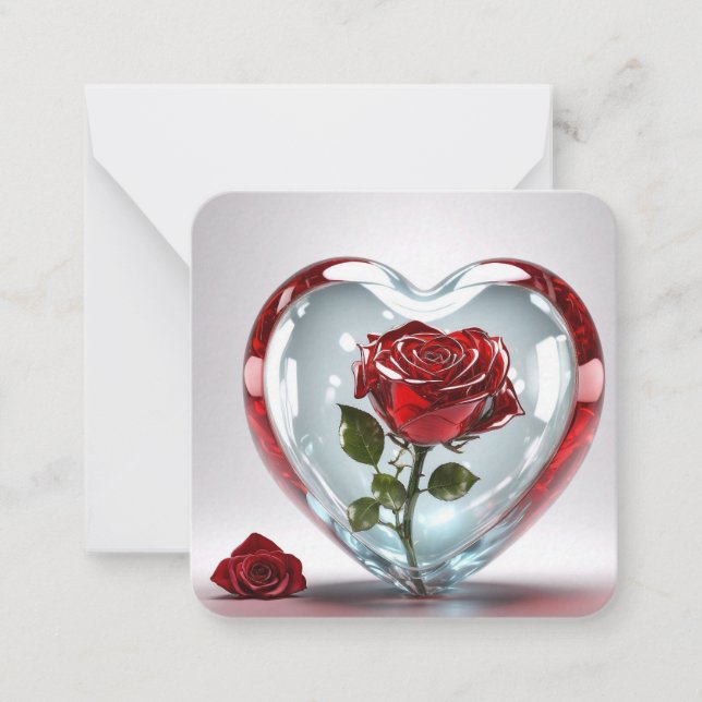 Correspondance Coeur de verre avec carte rose / verre de verre (Devant)
