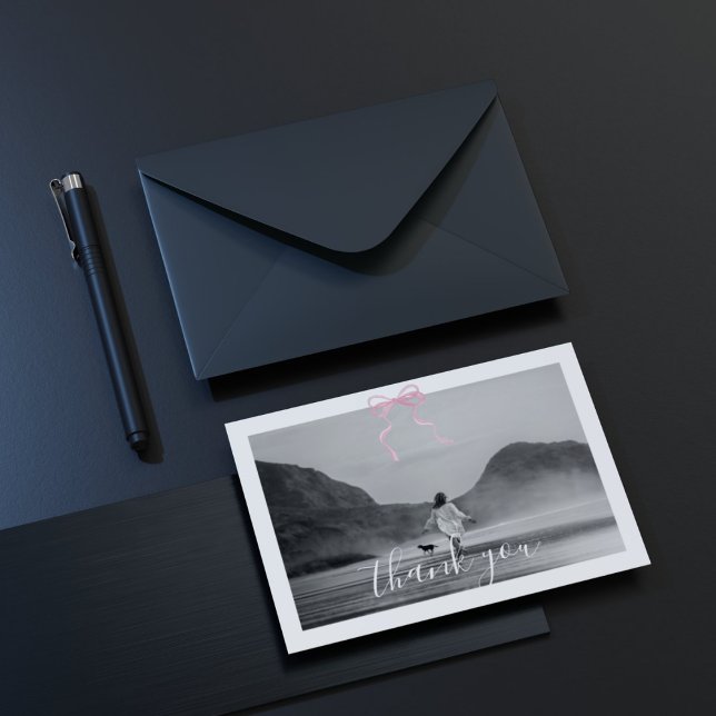 Correspondance Coquette Graduation Pink Ribbon Carte de remerciem (Créateur téléchargé)