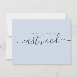 Correspondance Couple Nom noir sur la carte de note bleue