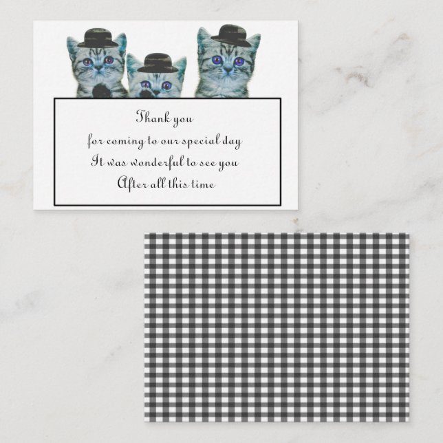 Correspondance Cute Chat Avec Carte de remerciements Casquette (Devant / Derrière)
