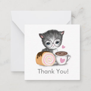 Correspondance Cute Kitten Cat Café Merci Carte de note