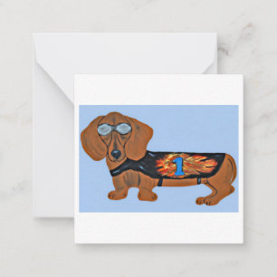 Correspondance Dachshund en veste de course Carte plate à noter