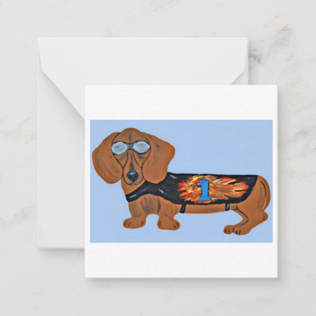 Correspondance Dachshund en veste de course Carte plate à noter (Devant)