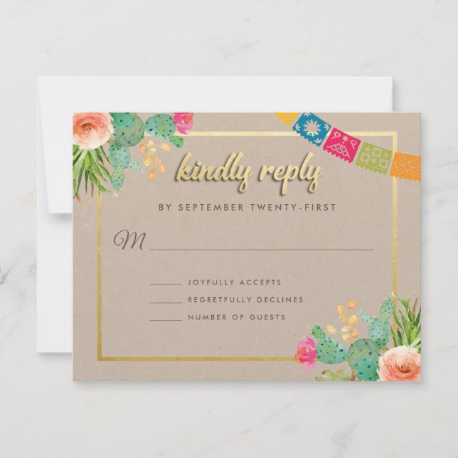 Correspondance des invitations de mariage Fiesta (Devant)