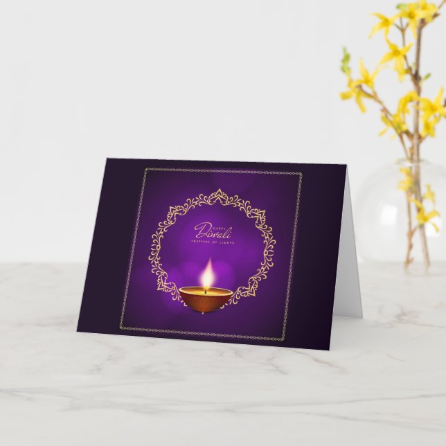 Correspondance Diwali Purple Invitation / Salutati (Fleur jaune)