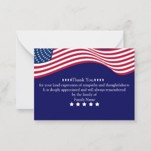 Correspondance Drapeau américain après Carte de remerciements fun