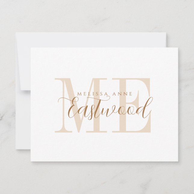 Correspondance Élégant nom de script Gold Monogramme Carte à note (Devant)