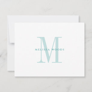 Correspondance Élégant nom de script Monogramme Turquoise carte d