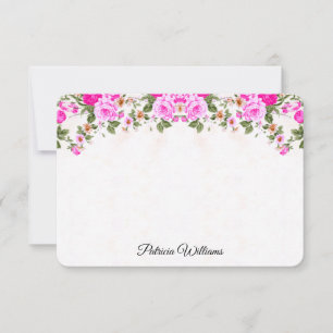 Correspondance Elégant rose Roses Carte de note personnalisée
