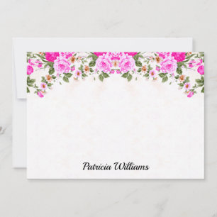 Correspondance Elégant rose Roses Carte de note personnalisée