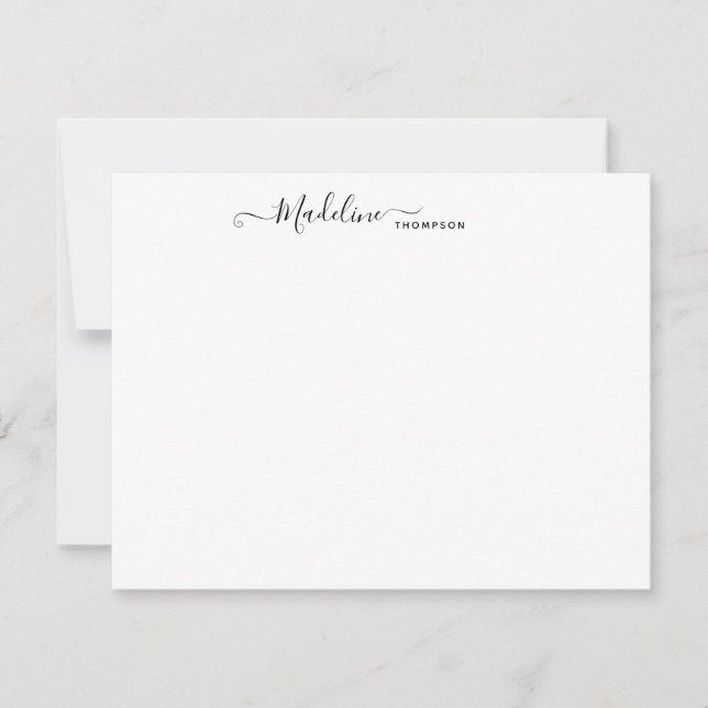 Correspondance Élégante carte Black Note Center moderne de script (Devant)