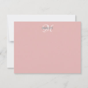 Correspondance Elégante carte de nom monogramme rose rousse
