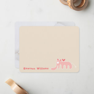 Correspondance Eléphant rose fille bébé Carte de remerciements pe