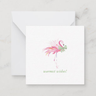 Correspondance Flamant rose d'aquarelle Carte pour notes de Noël