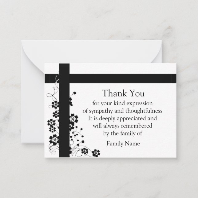 Correspondance Fleur d'art de ligne après funérailles Merci Carte (Devant)