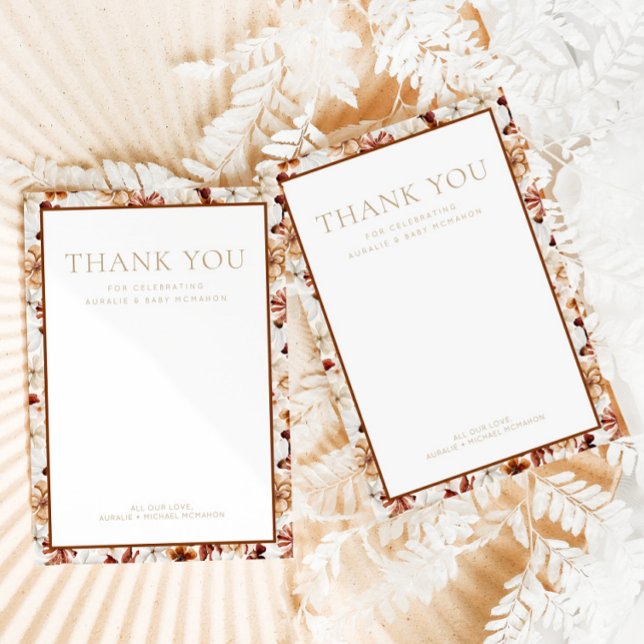 Correspondance Fleur sauvage Carte de remerciements floral rustiq (Créateur téléchargé)