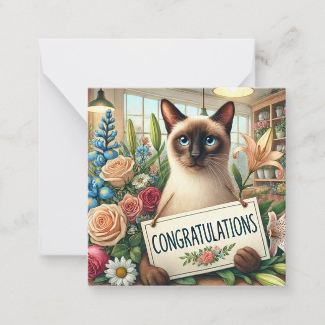 Correspondance Fleuriste de chat avec carte Félicitations (Devant)
