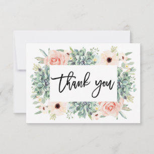 Correspondance Floral Succulents carte de remerciements, verdure