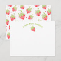 Fraises et points Carte de note fille mignonne