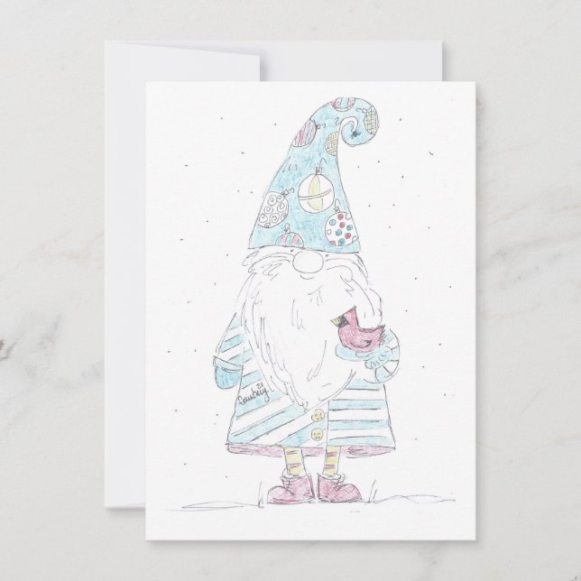 Correspondance gnome bleu - Carte de Noël à panneau unique (Devant)