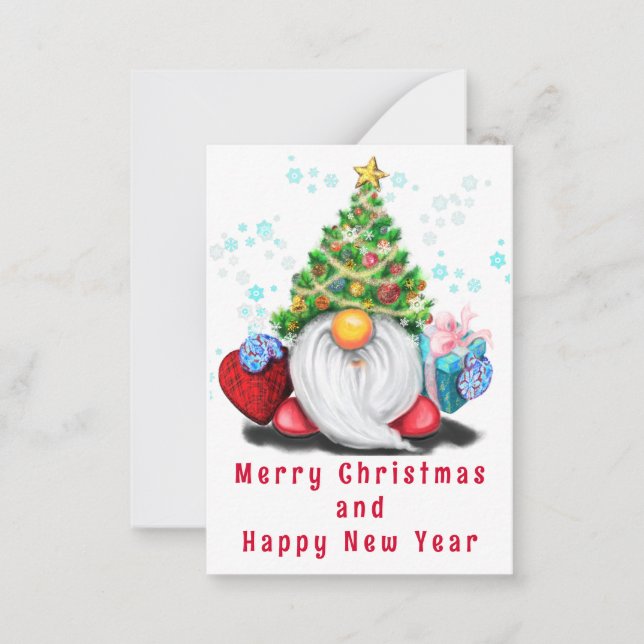 Correspondance Gnome mignonne avec carte cadeau de Noël (Devant)