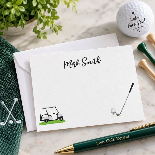 Correspondance Golf avec nom pour golfeur  Carte de note (Créateur téléchargé)
