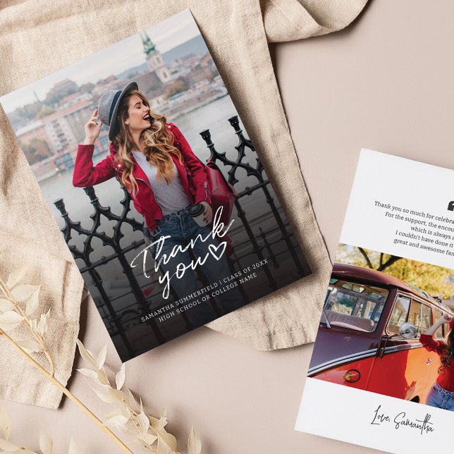 Correspondance Graduation 2025 Graduate Photos Carte de remerciem (Graduation Party Grad Photos Thank You Card)