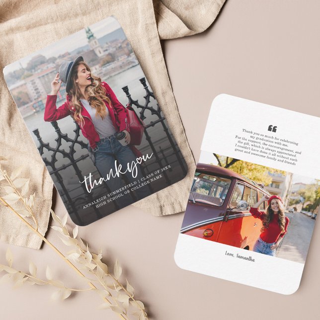 Correspondance Graduation 2025 Photo Grad Carte de remerciements (Graduation 2024 Graduate Photos Thank You Card)