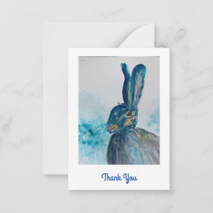 Correspondance Hare Rabbit Carte de remerciements aquarelle