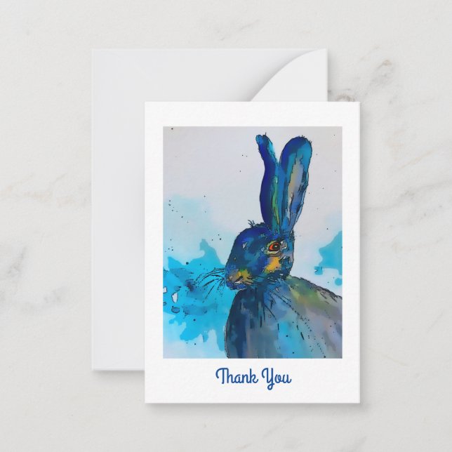 Correspondance Hare Rabbit Carte de remerciements aquarelle (Devant)