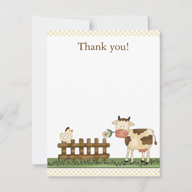 Correspondance Home Sweet Farm Cow Carte de remerciements 4,25 x  (Devant)