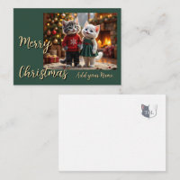 Jolie carte de Noël – Tom & Luna Scène de cheminée