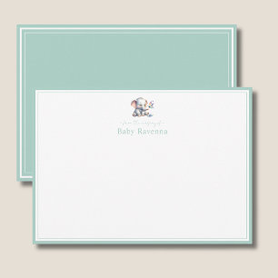 Correspondance Jolie carte de remerciement de naissance éléphant