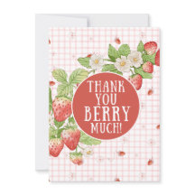 Jolie carte de remerciement fraise