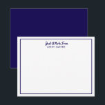 Correspondance Juste une note de carte de note de bordure bleu ma<br><div class="desc">Juste une carte de note bleu marine foncé et blanc. Comprend le nom,  la bordure et le dos bleu uni.</div>