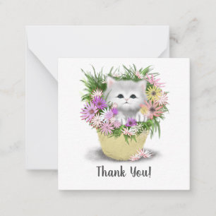 Correspondance Kitten dans le panier Merci carte de note